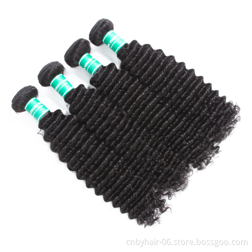 Human Hair Extension Mink Cuticle Aligned Raw Brazilian Virgin Deep Curly Hair Bundles With Frontal Closure
